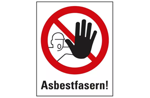Kunststoff-Schild "Asbestfasern" 95205 - weiß/rot/schwarz