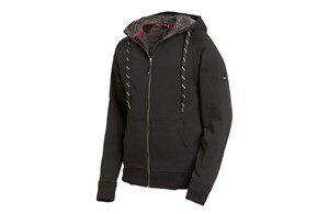 FHB JÖRG Sweater-Jacke mit Kapuze und Webpelz, schwarz