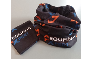 Multifunktionstuch "Roofing Expert" schwarz-schwarz/blau/orange/weiß,50x25cm